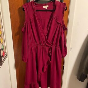 Burgundy Cocktail Dress w/Forgiving front Slit